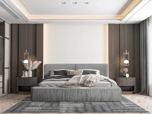 Pat 160x200cm tapitat cu Catifea Gri Naomi