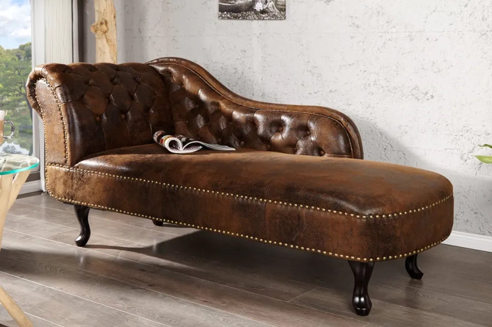 Sezlong tapitat cu Microfibra Maro L175cm Chesterfield