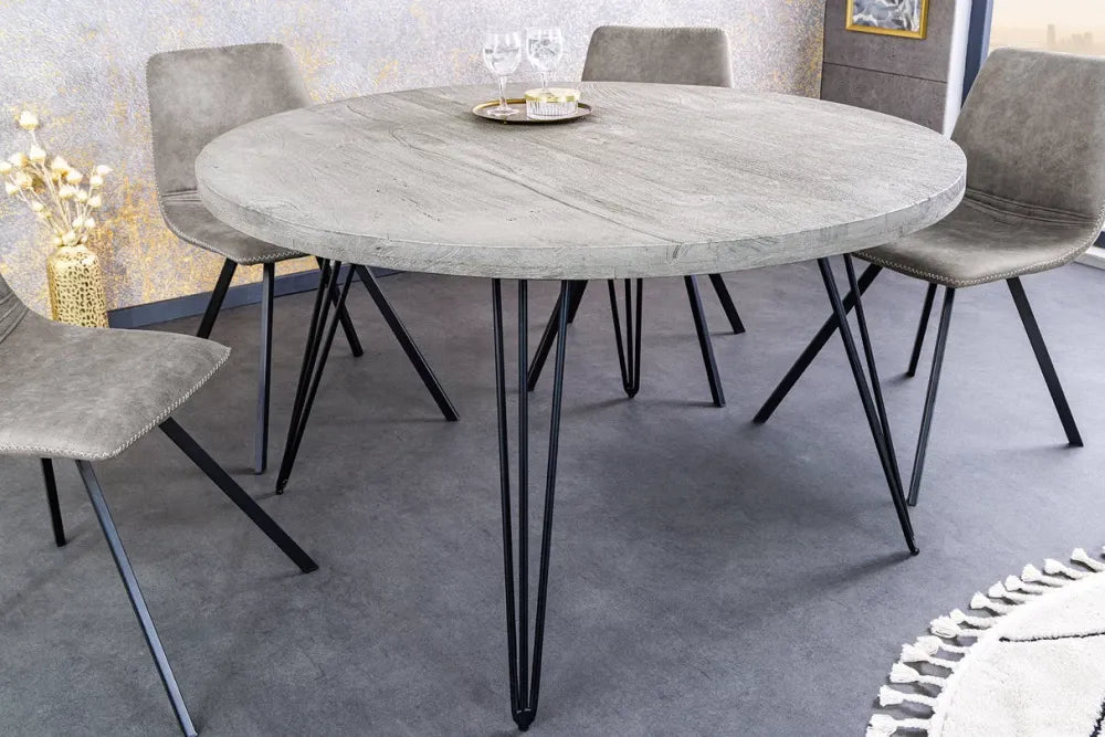 Masa rotunda din Lemn de mango Gri si Metal Negru D80xH77cm Scorpion