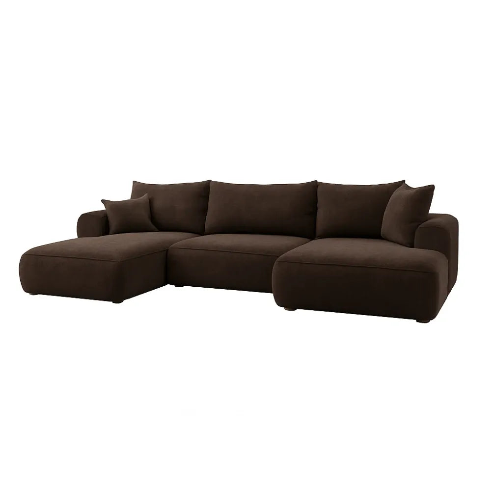 Coltar extensibil catifea vogue maro cu lada depozitare Nubio III 364x159cm