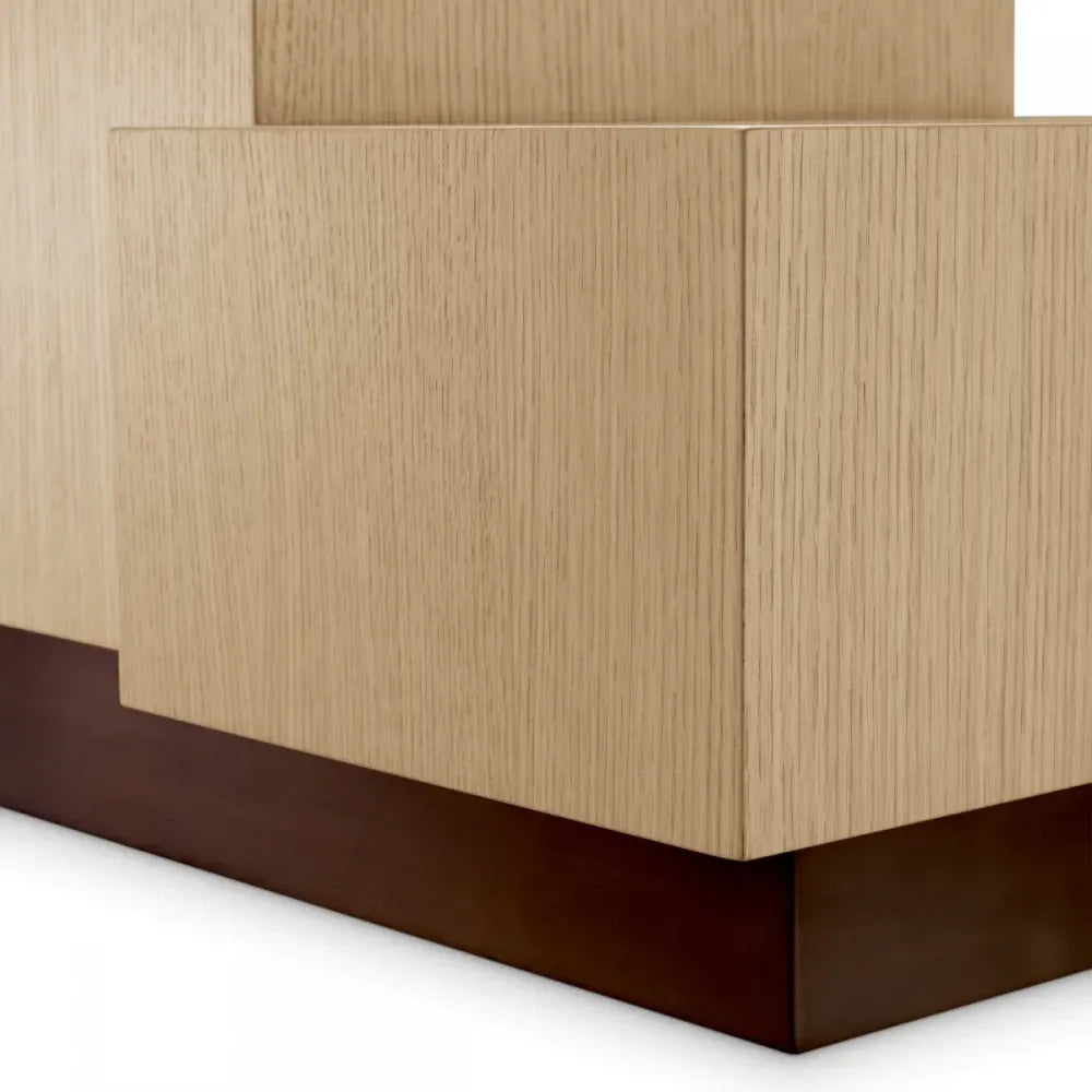 Masuta laterala Dreptunghiulara din Otel inoxidabil Bronz si Furnir de stejar Maro deschis L70.5xl50cm Nerone Eichholtz