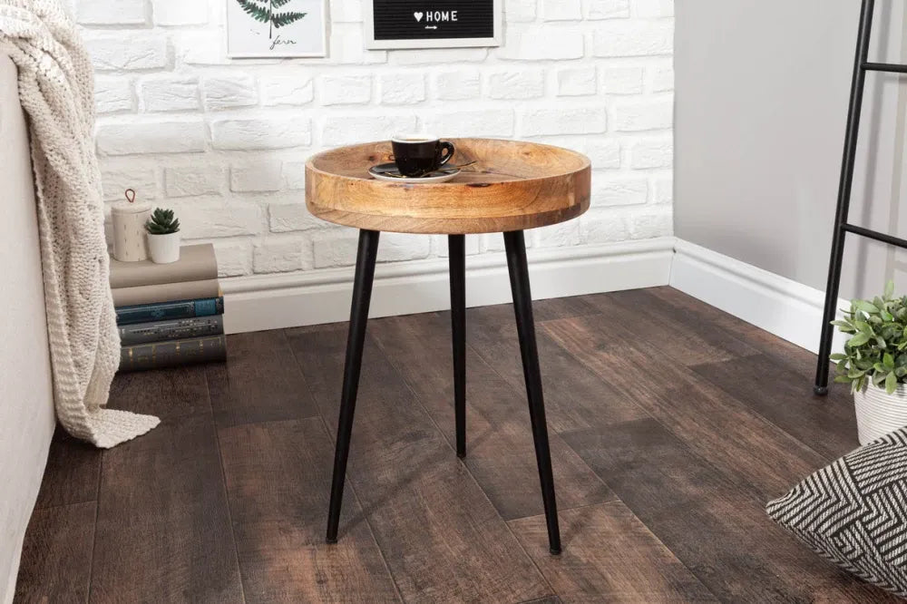 Masuta laterala din Lemn de mango Maro si Metal Negru D35xH50cm Pure