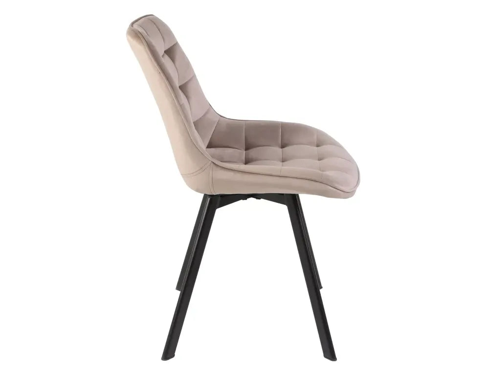 Set 2 scaune din Catifea Bej inchis si Metal Negru Hx88Lx51xA60cm Monti