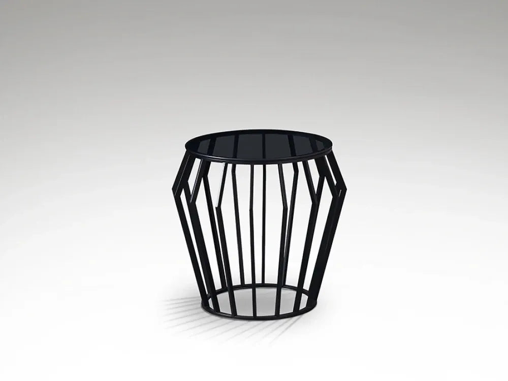 Masuta laterala din Metal Negru si Sticla Negru D60xH55cm Ciros