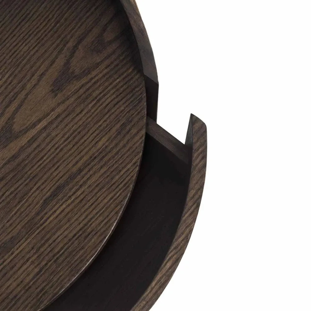 Noptiera rotunda cu 2 sertare Timeo de culoare nuc L40xH50cm