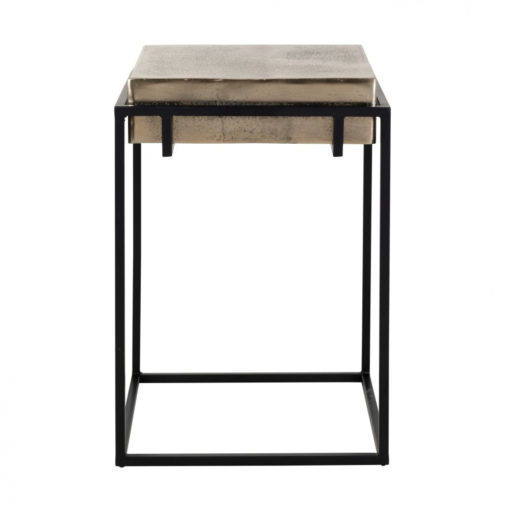 Masuta de colt Patrata din Metal si Aluminiu Negru/Gri L42xH42cm Calloway Richmond Interiors