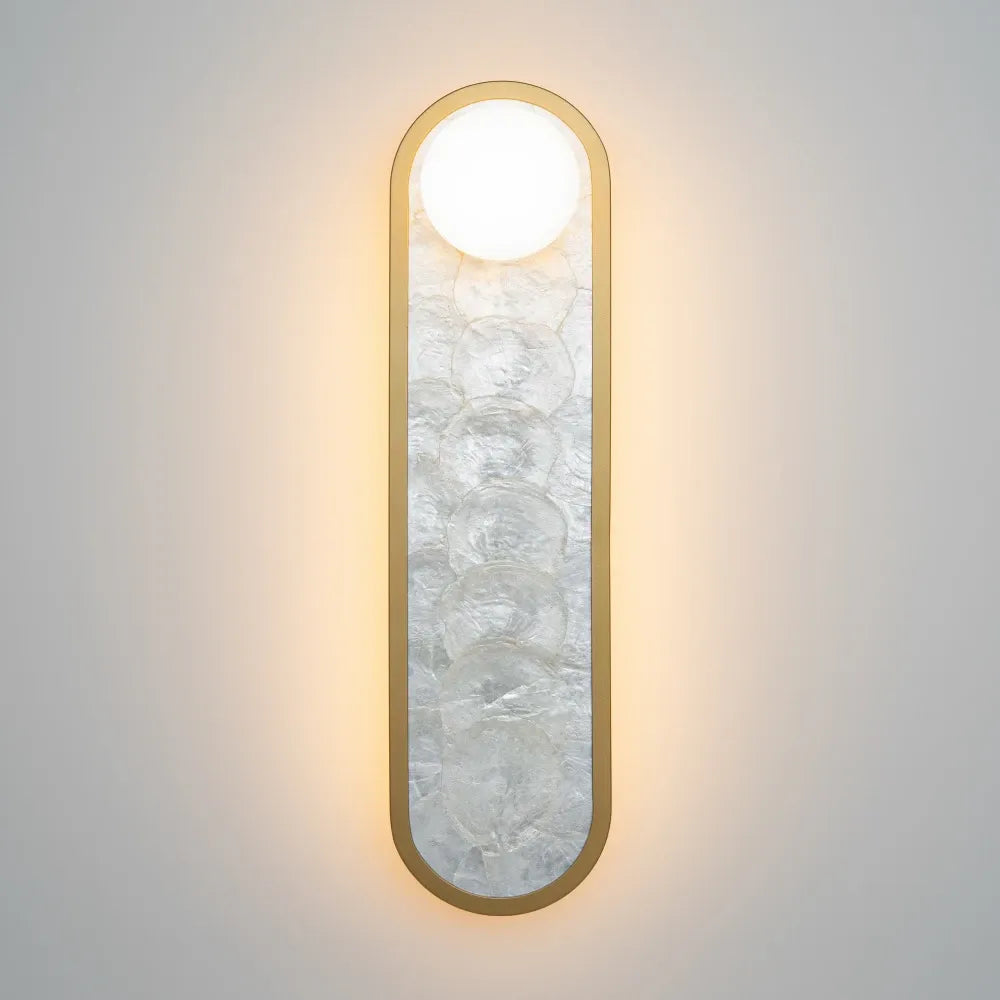 Aplica de perete din Aluminiu Alama si Sticla Alb H45xL12.8cm Blink