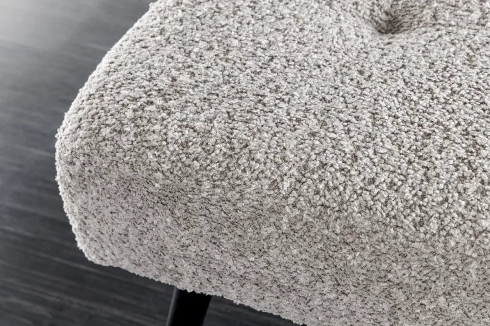 Bancheta din Metal Negru si Stofa boucle Grej H45xL100cm Boutique