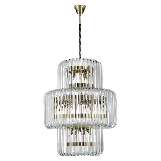 Candelabru din Metal Auriu si Sticla securizata Transparent H107xD80cm Chenna Richmond Interiors