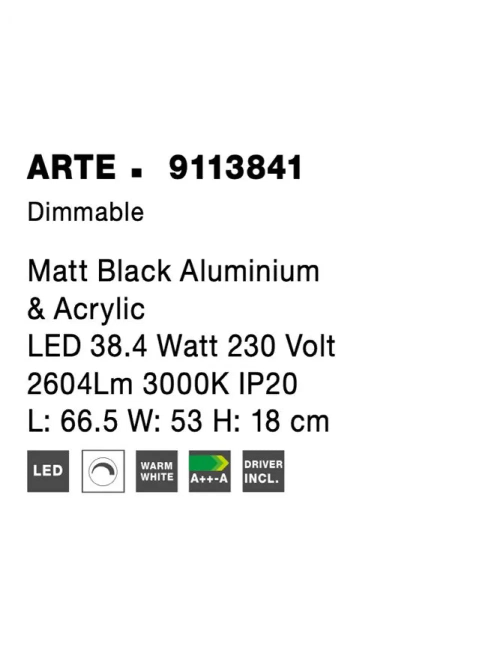 Plafoniera structura din Aluminiu Auriu si abajur din Acrilic Alb H20xL66.5cm IP20 41W 3307lm 3000k ARTE