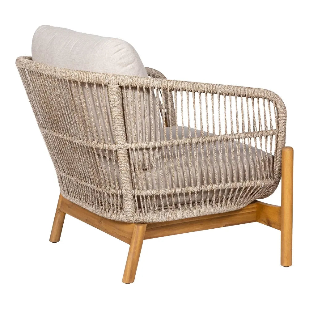 Fotoliu de exterior din Lemn de salcam/Metal Maro/Bej si Stofa Bej H72xL78,5cm Terracina