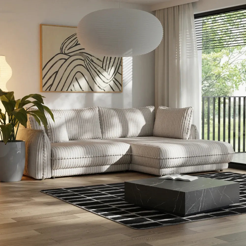Coltar extensibil cu spatiu depozitare din Corduroy Crem Mojave II