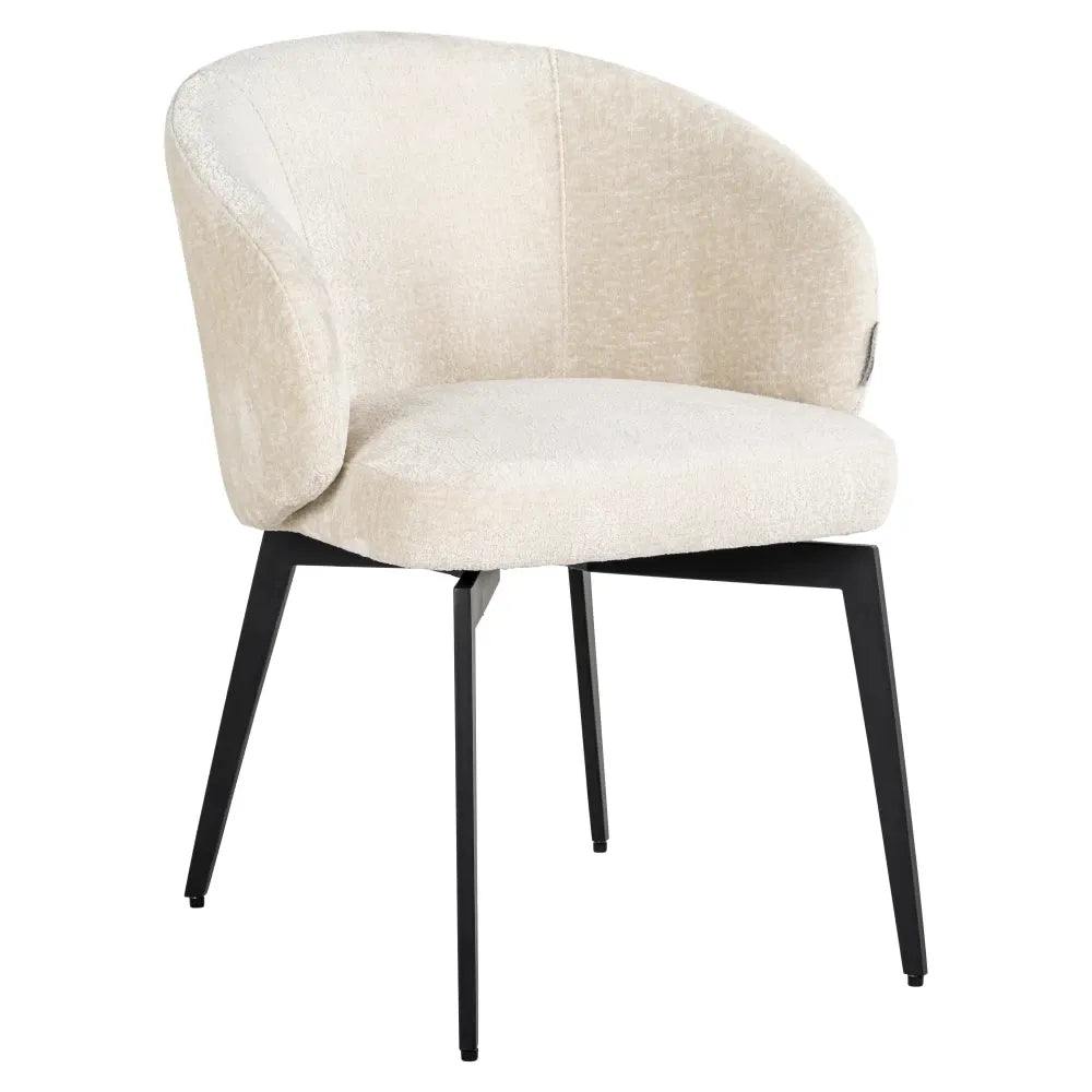 Scaun tapitat cu Chenille Alb cu picioare din Metal Negru H79xL59xA61cm Amphara Richmond Interiors