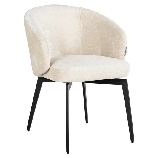 Scaun tapitat cu Chenille Alb cu picioare din Metal Negru H79xL59xA61cm Amphara Richmond Interiors