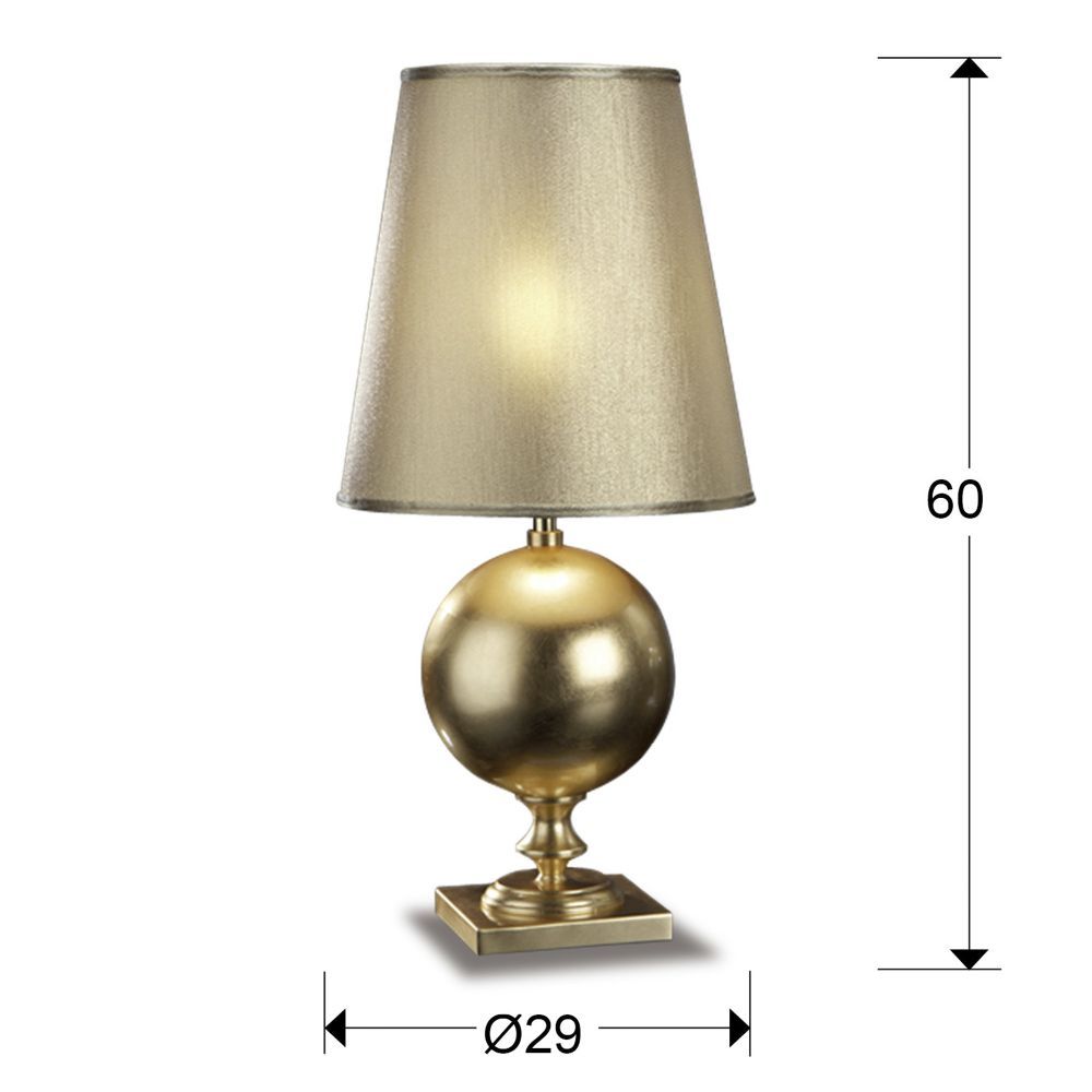 Veioza din Textil si Metal Crem/Auriu D29xH60cm Terra