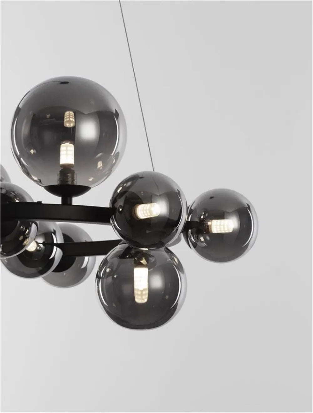 Lustra structura din Metal Negru si abajur din Sticla Fumuriu H120xL64.2cm IP20 ODILLIA