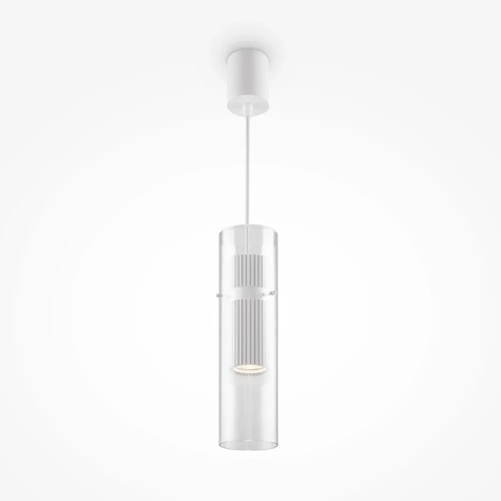 Pendul din Metal si Sticla Alb/Transparent H170xD8cm 50W Dynamics