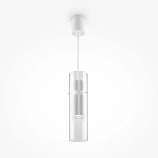 Pendul din Metal si Sticla Alb/Transparent H170xD8cm 50W Dynamics