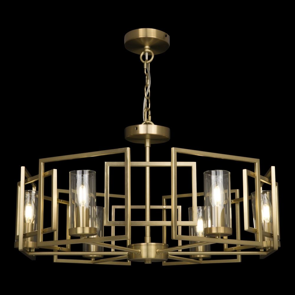 Lustra rotunda cu inaltime reglabila din Sticla Transparent cu 6 becuri D66xH139cm Bowi
