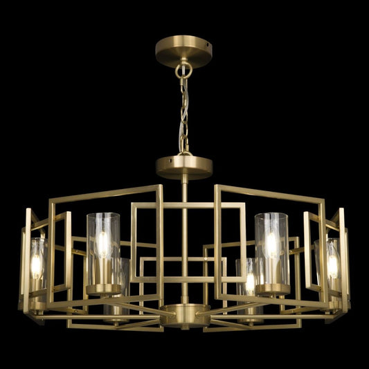 Lustra rotunda cu inaltime reglabila din Sticla Transparent cu 6 becuri D66xH139cm Bowi