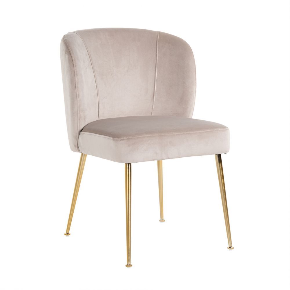 Scaun din Catifea si Metal Khaki/Auriu H84xL50xA62cm Richmond Interiors Cannon