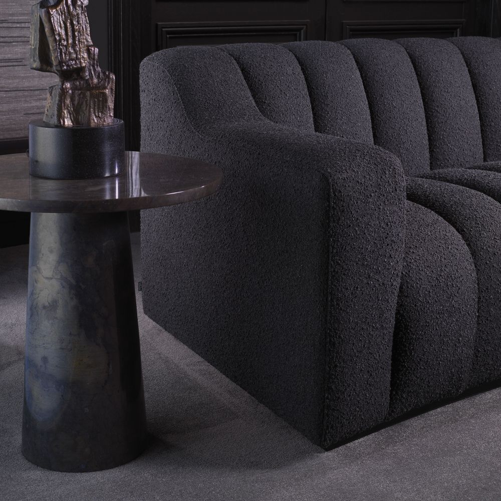 Canapea fixa Kelly L Eichholtz tapitata cu Stofa boucle Negra L300cm