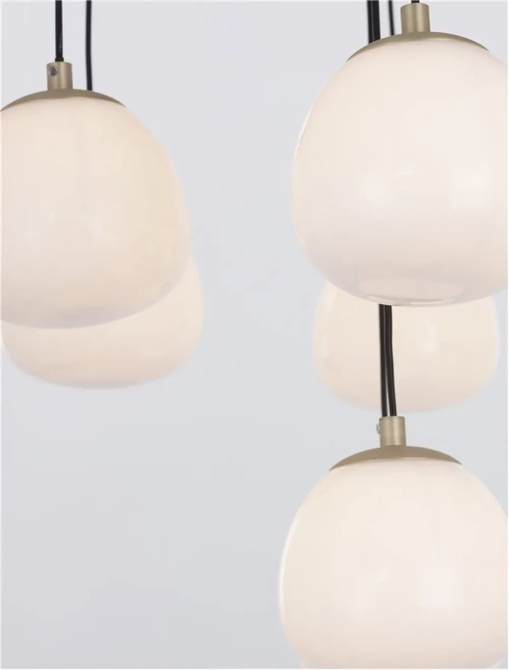 Lustra structura din Metal Negru/Auriu si abajur din Sticla Alb H70xL75cm IP20 THE EGG