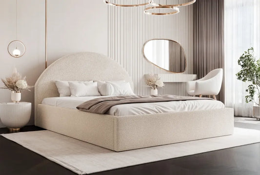 Pat 160 x 200 tapitat cu Stofa boucle Quelle Crem Venila