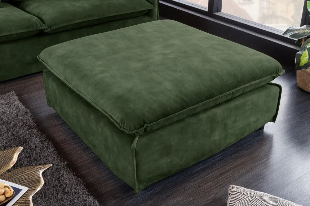 Puf cu husa detasabila din Lemn Negru si Catifea Verde H42xL100cm Heaven