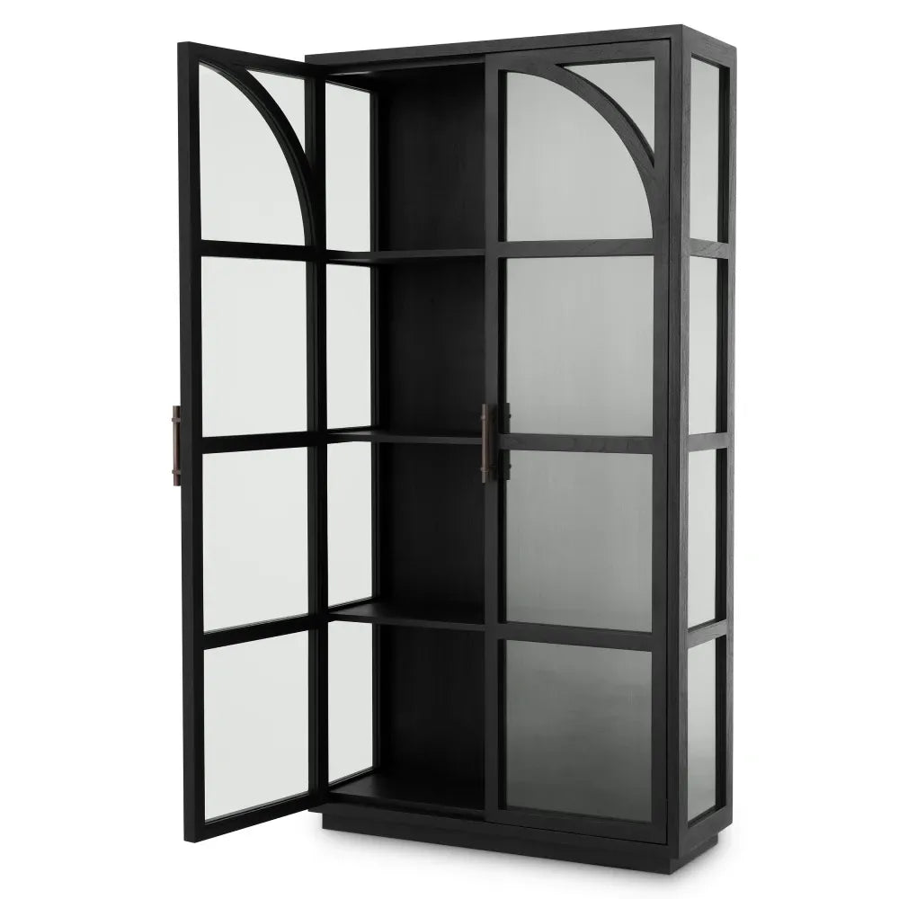 VItrina din MDF/Funir de stejar Negru L118xH210cm San Bernardino Eichholtz