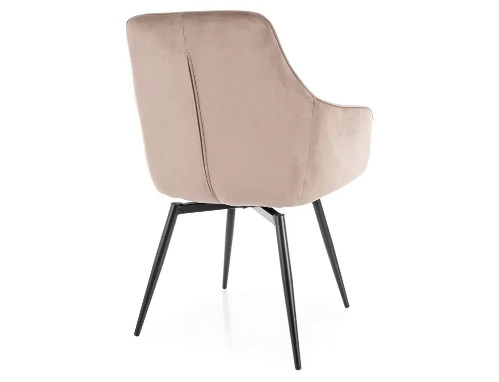 Set 2 scaune din Catifea Bej inchis si Metal Negru Hx88Lx55xA58cm Servio