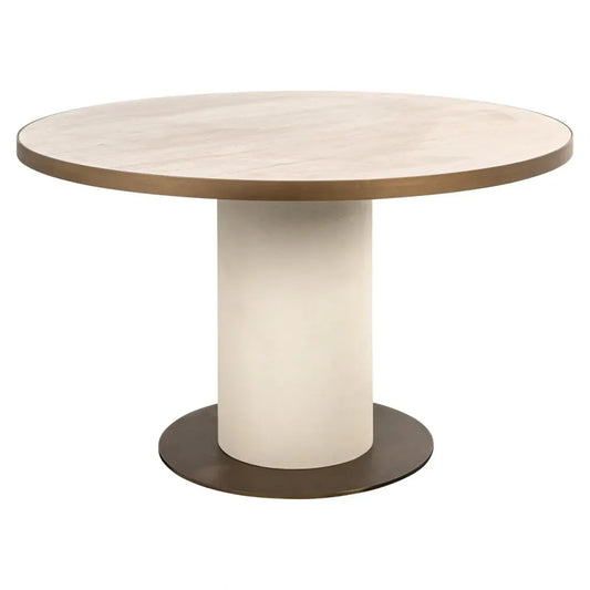 Masa rotunda din Metal/MDF Alama/Alb si Ceramica Alb D130xH75cm Tivoli Richmond interiors