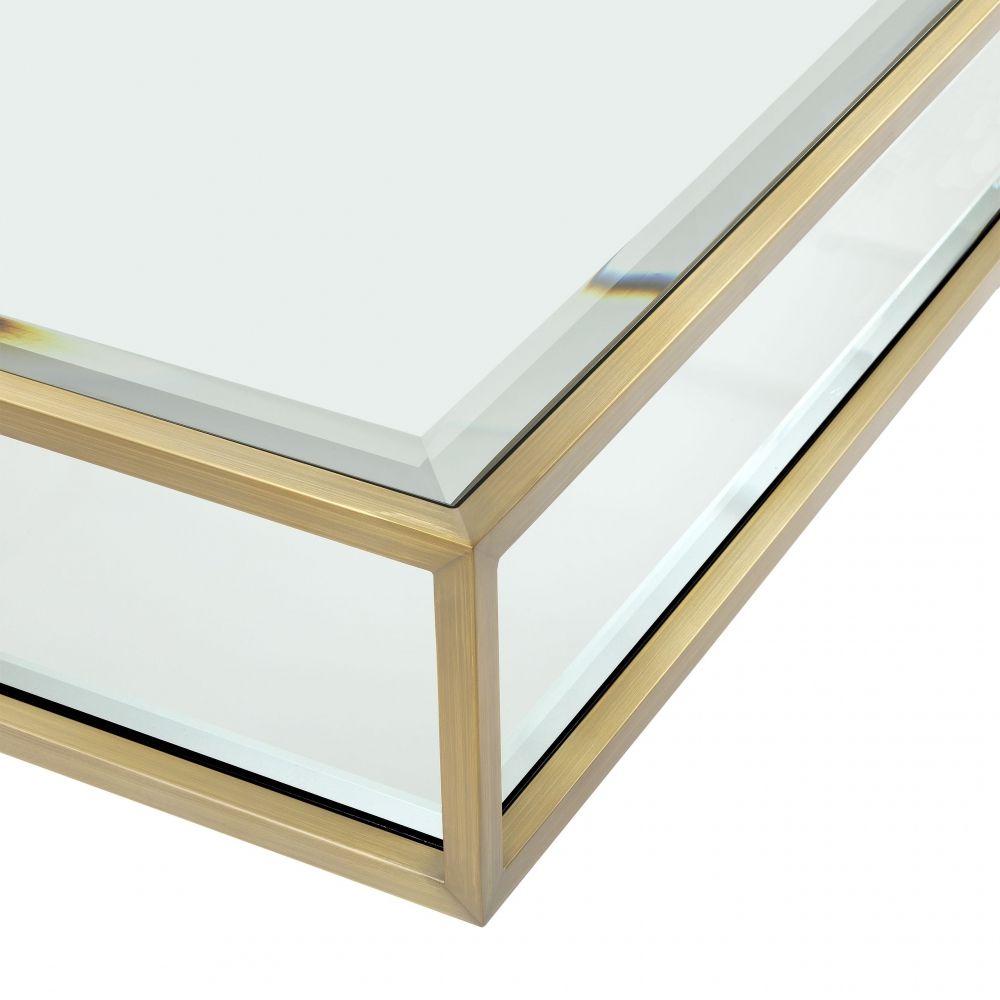 Masuta de cafea Patrata din Otel inoxidabil si Sticla Auriu/Transparent L120xH30cm Tortona