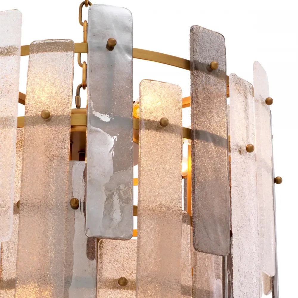 Candelabru din Metal Alama atichizata si Sticla Multicolor H90xD62cm Greyson Eichholtz
