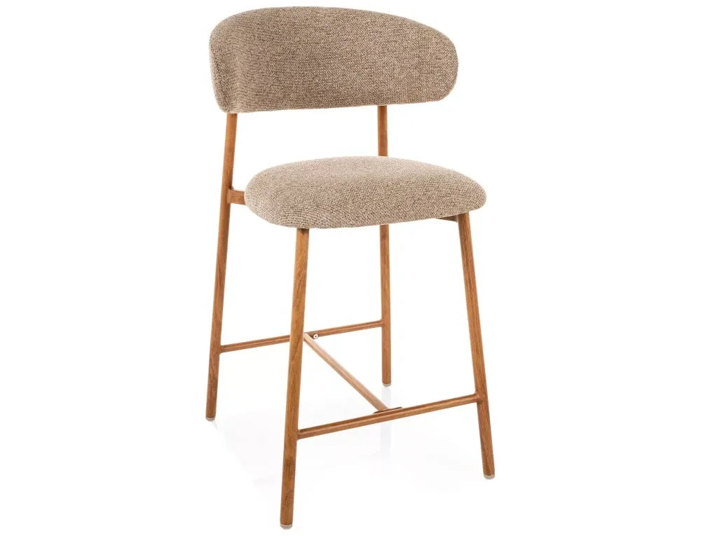 Scaun de insula din Stofa Bej si Metal Maro H91xL50xA52cm Elton