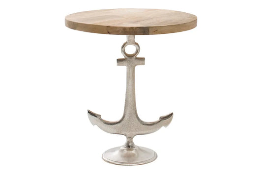 Masuta laterala din Lemn de mango Maro si Metal Argintiu L50xH56cm Anchor