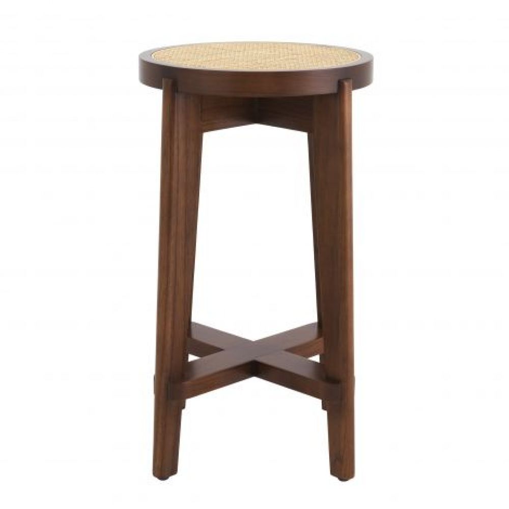 Scaun de insula din Ratan Bej cu picioare din Lemn Maro H67xL44xA44cm Dareau