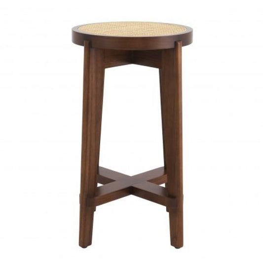 Scaun de insula din Ratan Bej cu picioare din Lemn Maro H67xL44xA44cm Dareau