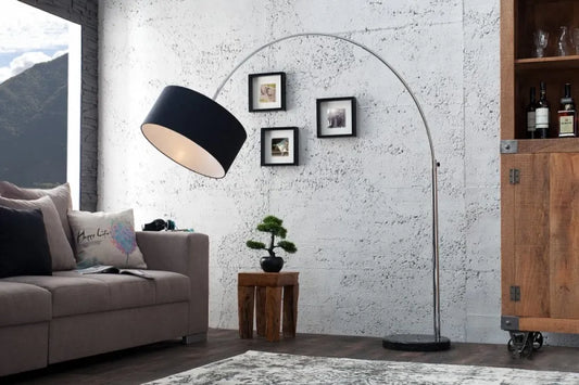 Lampa de podea din Metal Argintiu si Textil Negru H170-200xL170-180cm Big Bow