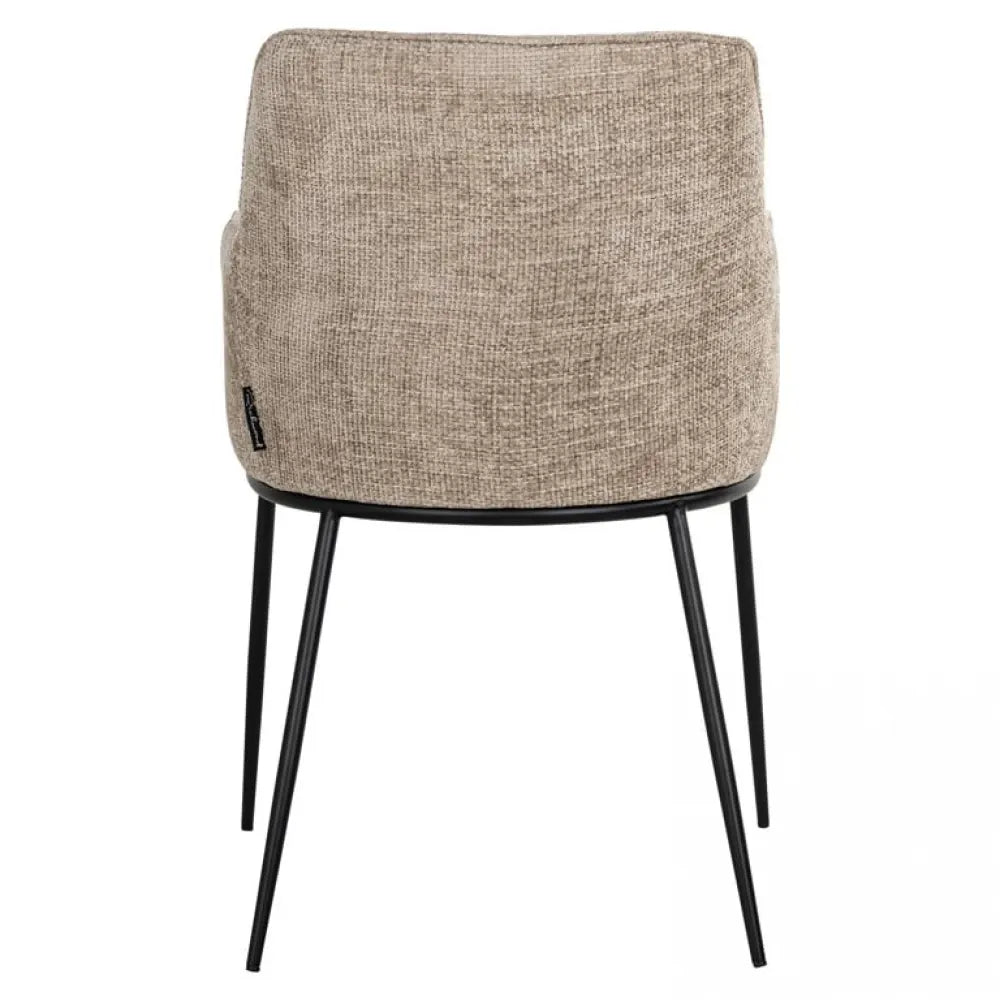 Scaun tapitat cu Stofa Bej cu picioare din Metal Negru H84xL55xA61cm Bella Richmond Interiors