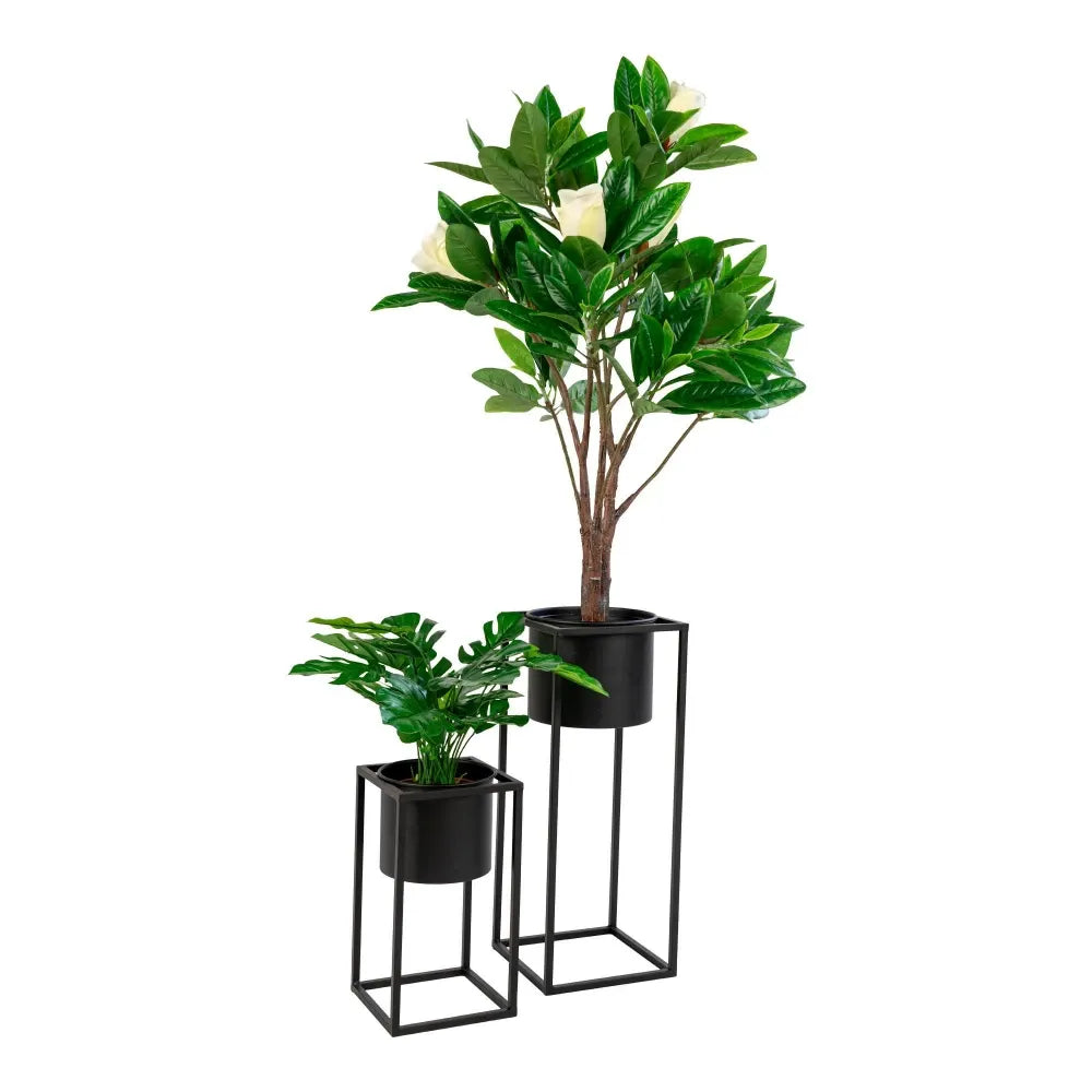 Set 2 ghivece din Metal Negru H31/50,5xL17/19,5cm Marlas