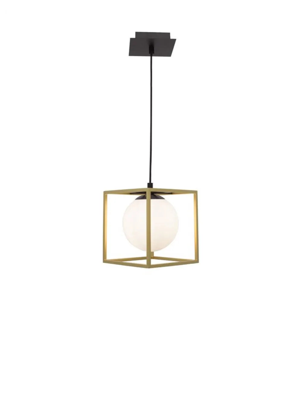 Pendul structura din Metal Negru/Auriu si abajur din Sticla Alb H120xL18cm IP20 JULIET