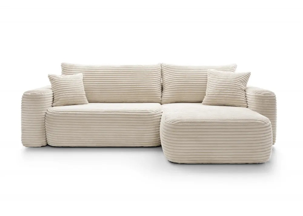 Coltar extensibil tapitat cu Corduroy Bej cu lada depozitare Billy