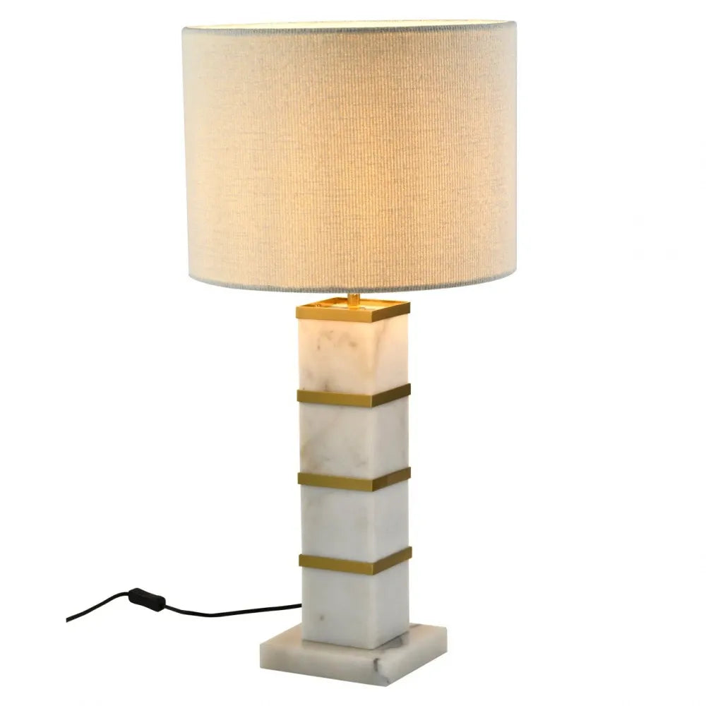 Veioza din Metal/Marmura/Stofa Auriu/Alb D40xH79.5cm Celinae Richmond interiors