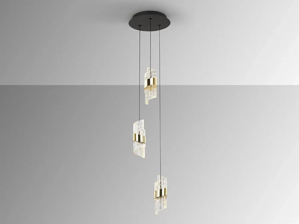Candelabru din Metal Negru/Auriu si Acrilic Transparent H160xD25cm Iliada