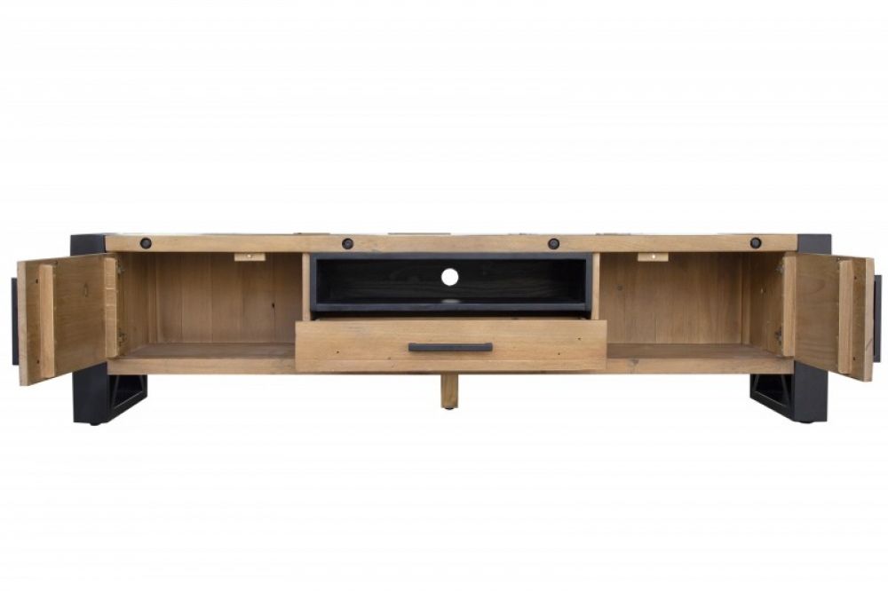 Comoda TV din Lemn masiv de pin si Metal Maro/ Negru Thor L200xH50cm