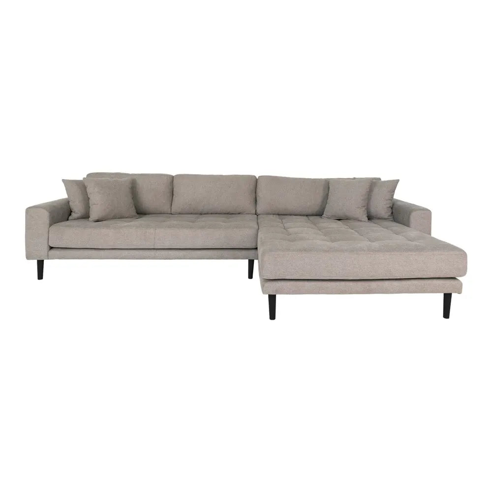 Coltar orientare dreapta cu picioare din Lemn de fag Negru tapitat cu Stofa Bej L290xH76cm Lido