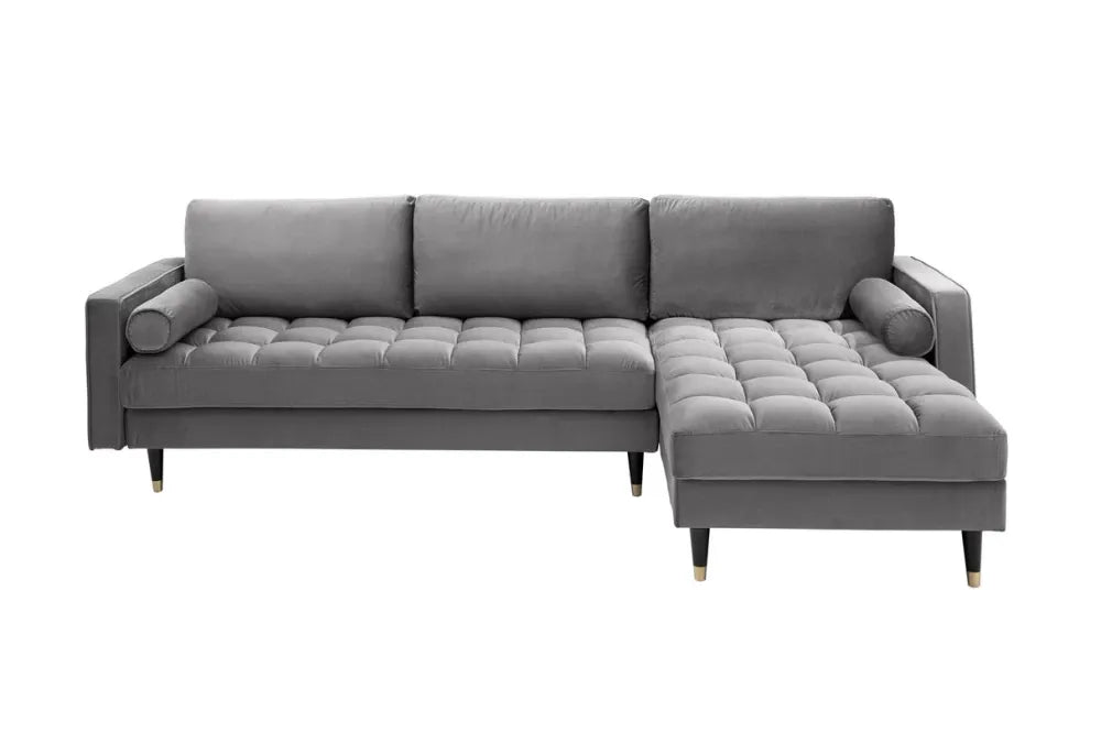 Coltar cu orientare reversibila tapitat cu Catifea Gri L260cm Cozy