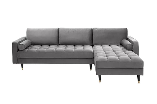 Coltar cu orientare reversibila tapitat cu Catifea Gri L260cm Cozy