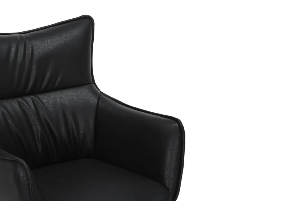 Set 2 scaune rotative tapitat cu Piele artificiala Negru si picioare din Metal Negru H92xL60xA64cm VOGUE